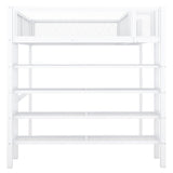 Bellemave Full Size Loft Bed with 4-Tier Shelves and Storage, Metal Loft Bed with Bookshelf, Full Size Loft Bed with Storage Stairs(White) Bellemave