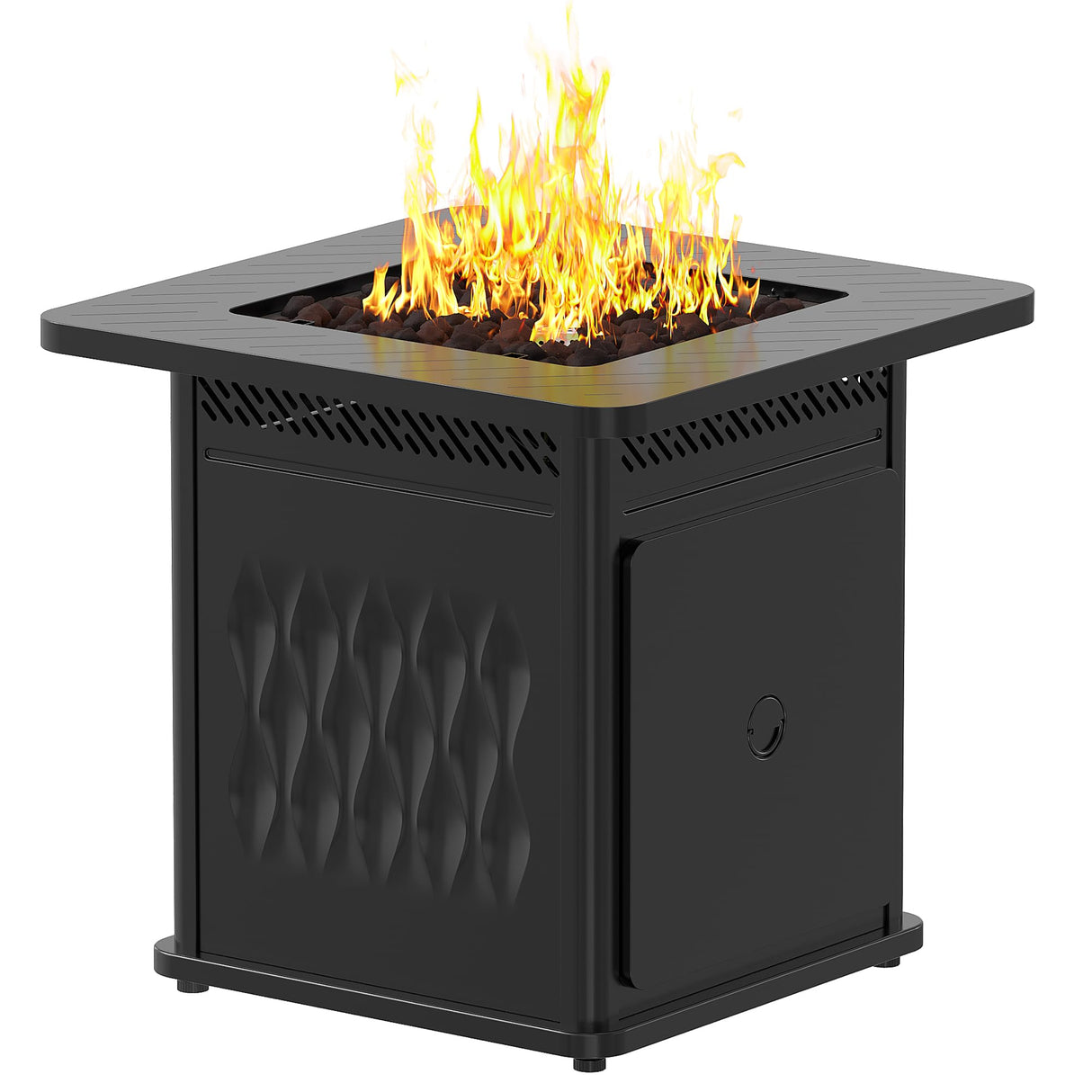 EAST OAK 28'' Propane Fire Pit Table, 50,000 BTU Steel Gas FirePit for Outdoor, Outside Patio Deck and Garden, CSA Certified Fire Table with Magnetic Lid, Cover-Storage Basket and Lava Rock , Black EAST OAK
