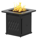 EAST OAK 28'' Propane Fire Pit Table, 50,000 BTU Steel Gas FirePit for Outdoor, Outside Patio Deck and Garden, CSA Certified Fire Table with Magnetic Lid, Cover-Storage Basket and Lava Rock , Black EAST OAK