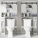 Over The Toilet Storage Cabinet, Farmhouse Storage Cabinet Over Toilet with Sliding Doors，Home Space-Saving Toilet Rack, for Bathroom, Restroom, Laundry Vabches