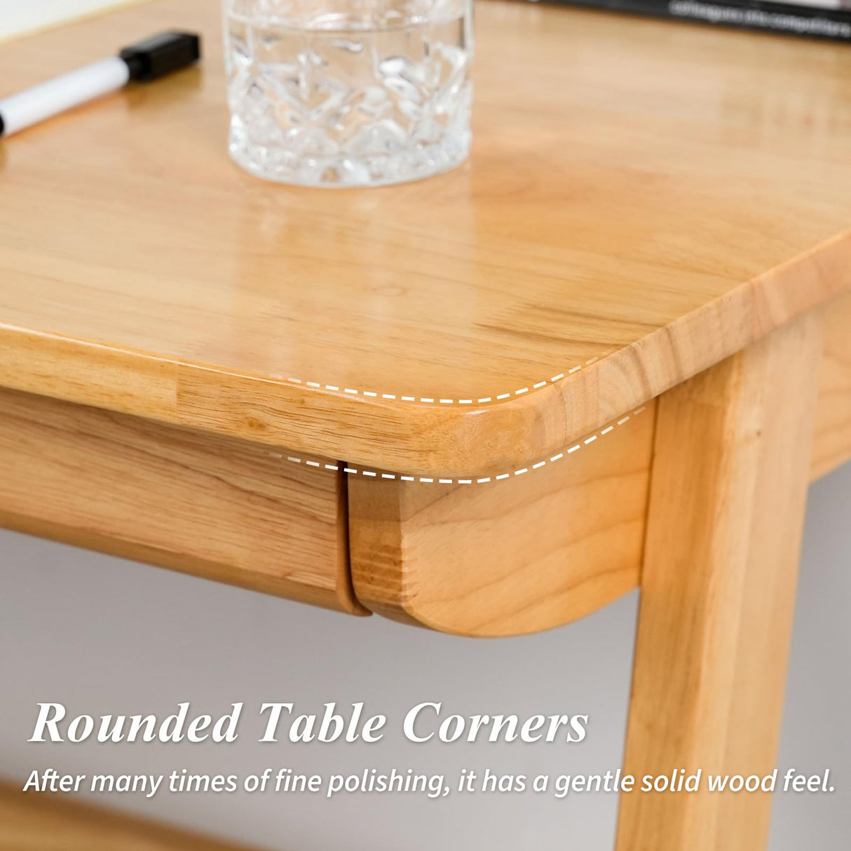 Cttasty Computer Desk with Drawers, Solid Wood Writing Desk, Mid Century Modern Home Office Desks, Oak Study Table, Small Desk for Bedroom, 29.1 H x 39.4 W x 21.7 D Inches, Natural Cttasty