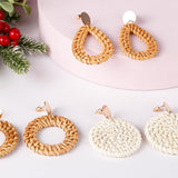 4 Pairs Rattan Earrings for Women Beach Earrings for Women Large Earrings Straw Earrings for Women Geometric Tassel Woven Bohemian Earrings Straw Wicker Braid Hoop Drop Dangle Earrings for Women Teaaha