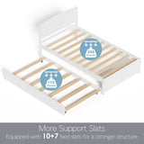 Xilingol Trundle Bed Twin, Solid Wood Bed Frames with Headboard and Wooden Slats Support, Twin Trundle Bed Frame Roll Out, Single Box (No Box Spring Needed), White Xilingol