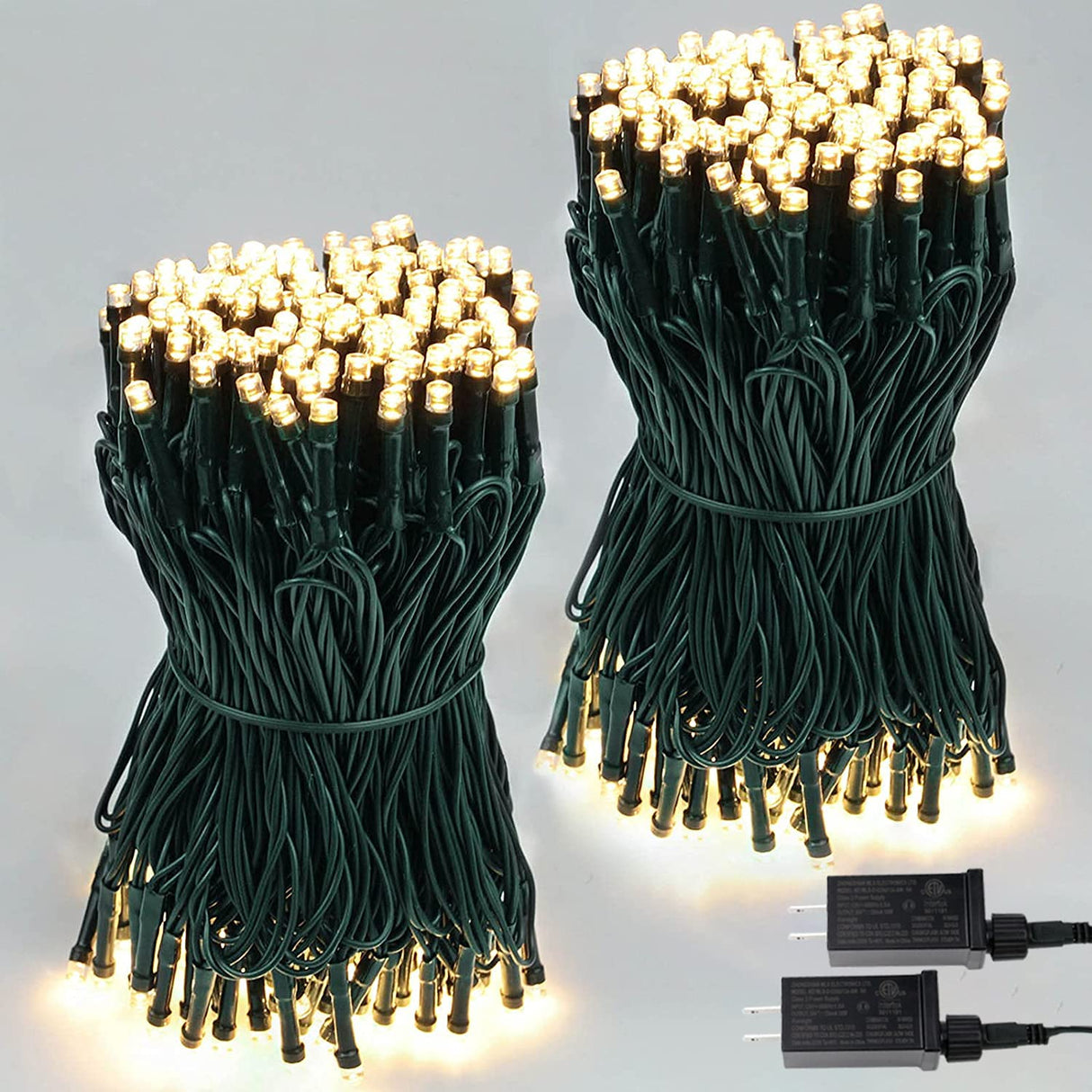 SANJICHA 2-Pack 66FT 200 LED Christmas Lights, Extendable Christmas Tree Lights with Timer & Memory Function, Waterproof Green Wire Outdoor String Lights Indoor with 8 Lighting Modes (Warm White) SANJICHA