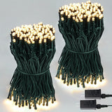 SANJICHA 2-Pack 66FT 200 LED Christmas Lights, Extendable Christmas Tree Lights with Timer & Memory Function, Waterproof Green Wire Outdoor String Lights Indoor with 8 Lighting Modes (Warm White) SANJICHA