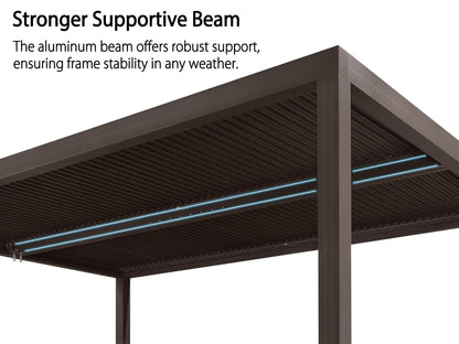 PURPLE LEAF Louvered Pergola 12' × 16' Outdoor Hardtop Gazebo Sun Shade with Adjustable Canopy Aluminum Retractable Roof for Outside Deck Garden Backyard Patio Pavilion - WoodArtSupply