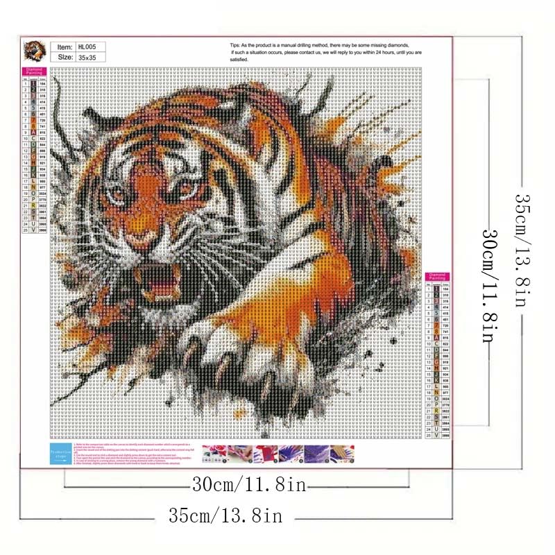 Tiger 5D Diamond Painting Kits for Adults,Animal Diamond Art Kits for Beginner,DIY Round Full Drill Diamond Dots Gem Art Kits for Adults Home Wall Decor 13.8 X 13.8Inch GEMFAMILY
