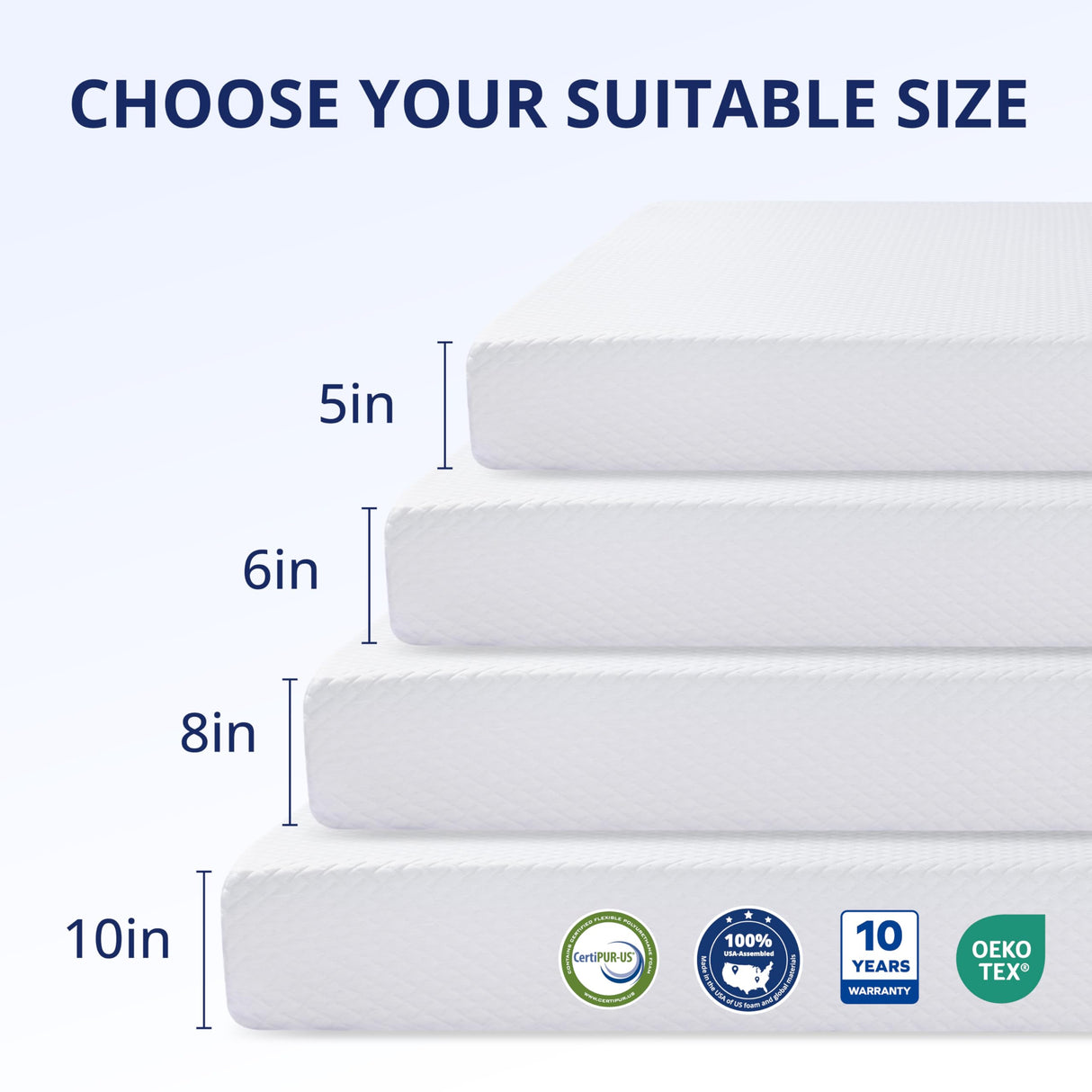 Emerspring Twin Mattress 10 Inch Green Tea Memory Foam Mattress for Cool Sleep & Pressure Relief, Medium Feel Support,Fiberglass Free, Bed in a Box, Removable Washable Cover, CertiPUR-US Certified Emerspring