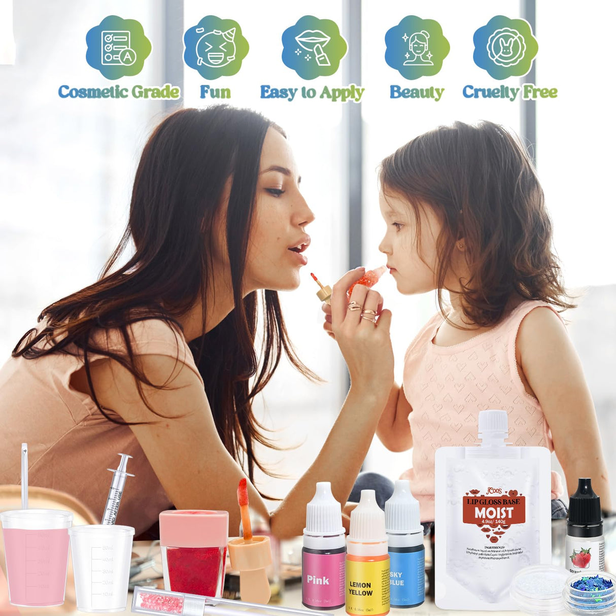 JCOOS Lip Gloss Making Kit - DIY Lip Gloss Set for Women & Teens, Gift for Her Jcoos