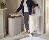 Joseph Joseph Tota Trio 90 liter/23.8 gallon Laundry Hamper Separation Basket with lid, 3 Removable Washing Bags with Handles- Ecru Joseph Joseph