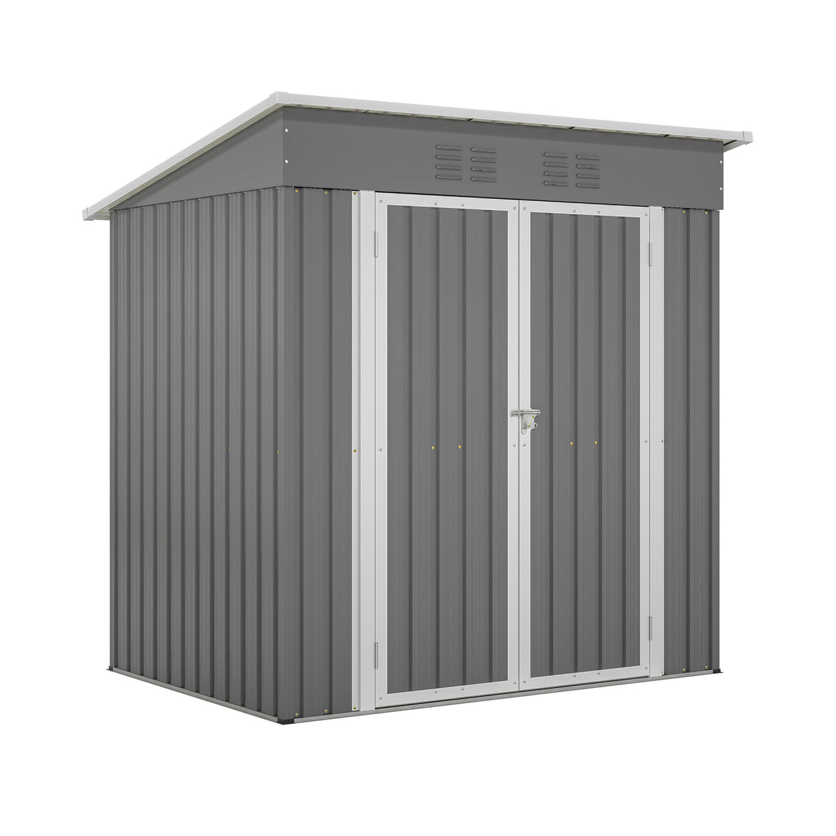 6x4 FT Outdoor Storage Shed with Lockable Double Doors, Aluminum Frame, Weatherproof with Frame Floor, Metal Tool Shed for Garden, Backyard, Patio, and Equipment Storage Mulinsonfly