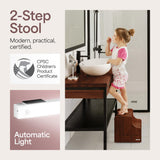 NIFTAKE Kids Step Stool, 250lb Capacity - Safe, Durable, Bamboo Step Stool Kids, Wooden Step Stool for Toddlers, Toddler Step Stool for Bathroom sink, Kids Stool, Toddler Stool-with Auto Light (Brown) NIFTAKE