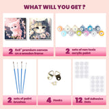 Bowetile 2 Pack Cat Paint by Numbers for Adults Beginners Framed, Adults' Paint-by-Number Cat Kits, Easy Adult Paint by Number Kits on Canvas, Acrylic Number Painting for Home Decor, 8x8in Bowetile