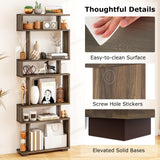 Tangkula 6-Tier S Shaped Bookcase, 64" Tall Modern Geometric Bookshelf with Anti-Tipping Kit, Home Office Freestanding Decorative Storage Display Shelf Room Divider for Living Room Study (1, Walnut) Tangkula