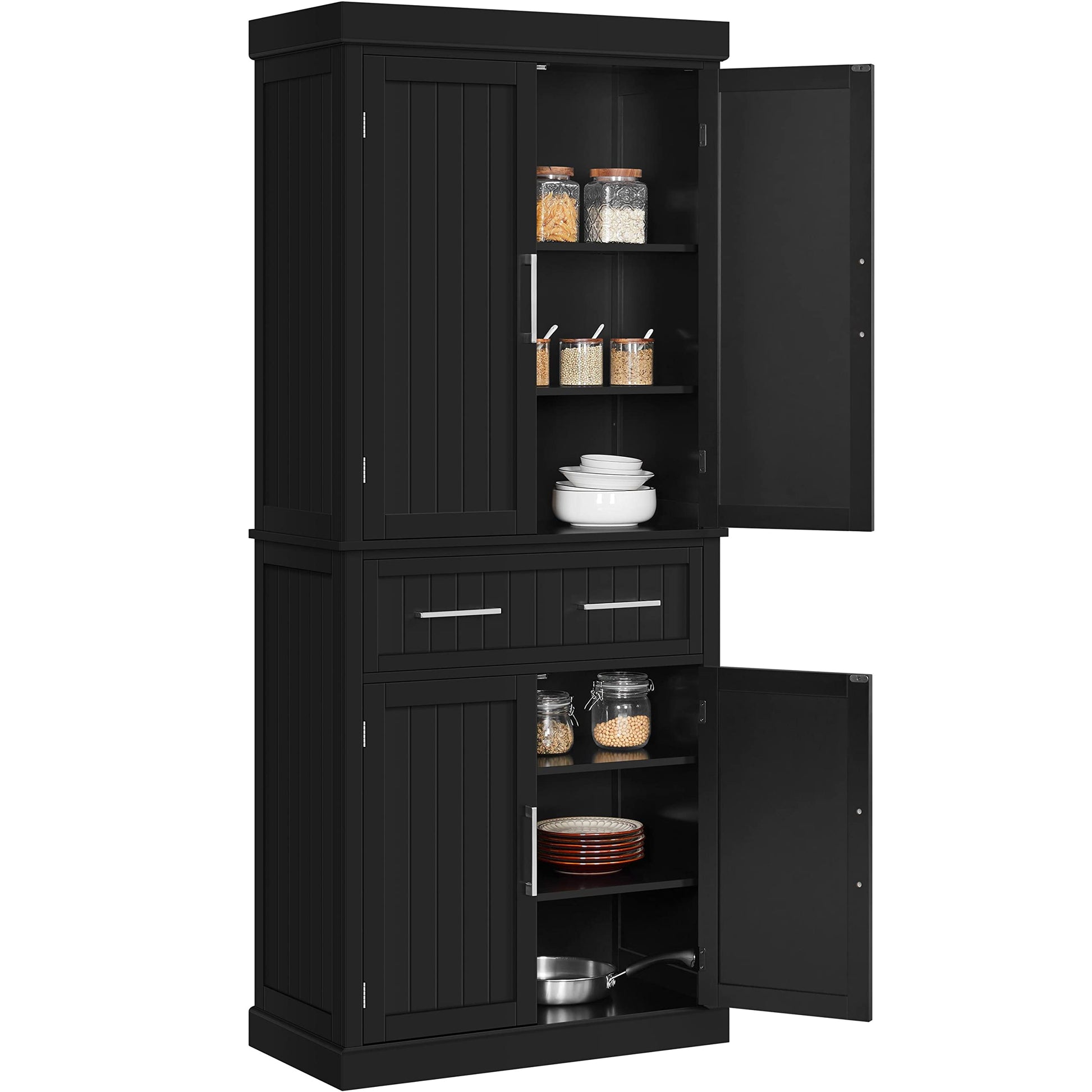 Yaheetech Kitchen Pantry Storage Cabinet with Drawer, Freestanding Pantry Cabinets with 2 Adjustable Shelves, 72.5" Tall Storage Cupboard for - WoodArtSupply