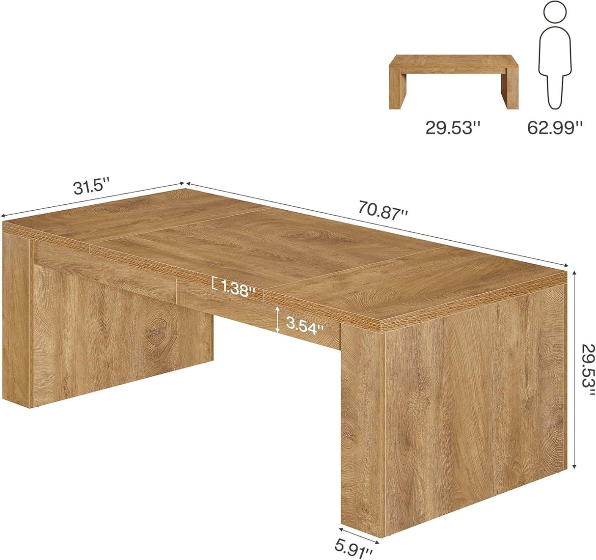 Tribesigns 12 ft Conference Table for 10-14 People, 142-Inch Rectangular Executive Meeting Table for Office, Farmhouse Sturdy Business Desk for Office Conference Room, (2, Brown) Tribesigns