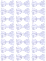 Geyoga 24 Pieces Men's Bow Ties Formal Satin Solid with Adjustable Neck Band Bow Ties for Men (White) Geyoga