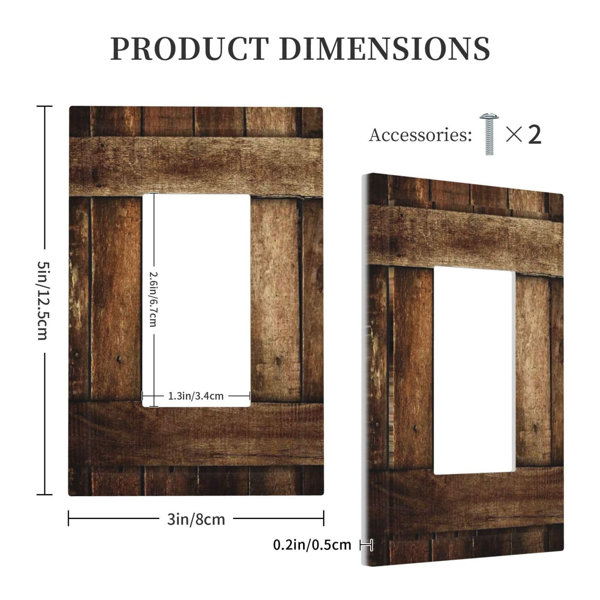 Brown Wooden Barn Door Old Wood Print Decorative Outlet Covers 1 Gang Single Rocker Light Switch Cover Plate Wall Plates GFCI Faceplate for Farmhouse Home Decor Nowensvatra