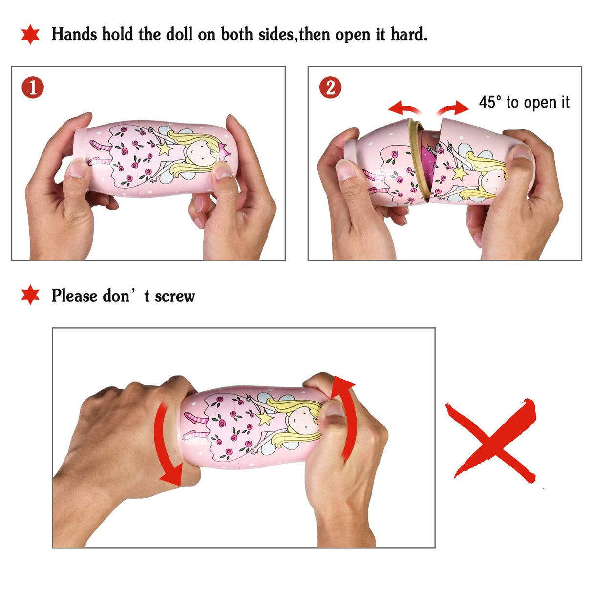 HYCLES Nesting Dolls Russian Matryoshka Wood Stacking Nested Set for Kids Handmade Toys for Children Kids Christmas Birthday Decoration Halloween Wishing Gift HYCLES