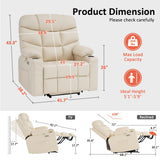 MCombo Oversized Power Lift Recliner Chair with Extended Footrest for Elderly People, Faux Leather R7289 (Cream White, Oversize) MCombo