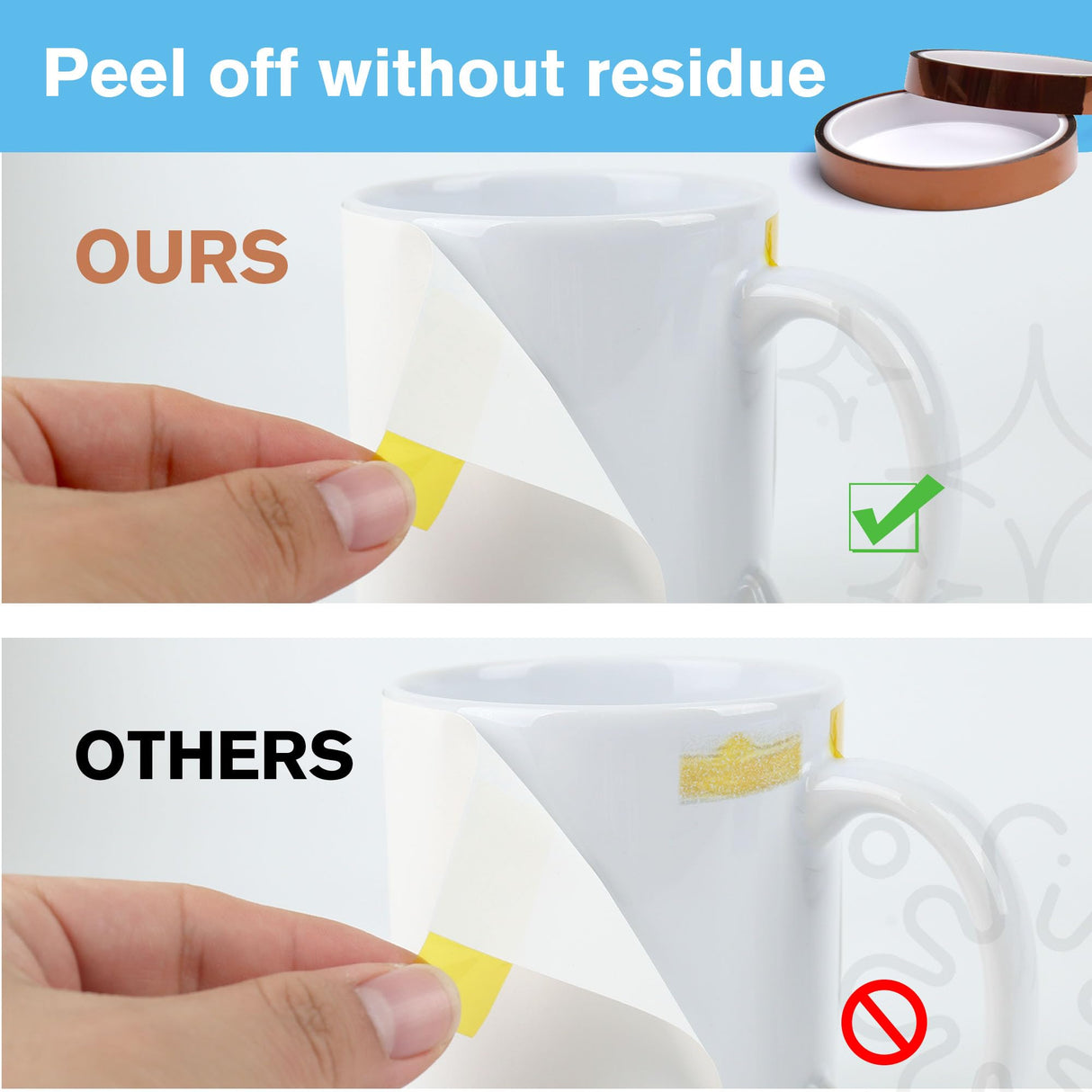 A-SUB Heat Resistant Tape for Sublimation,No Residue 2 Rolls 10mmX33m 108FT,Heat Transfer High Temperature Tape for Heat Press A-SUB