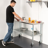 HARDURA Stainless Steel Table with Wheels 30 x 72 Inches Casters NSF Heavy Duty Commercial Prep Table with Undershelf and Galvanized Legs for Food Prep HARDURA Restaurant Equipment