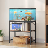 MAHANCRIS 30 Gallon Fish Tank Stand, Aquarium Stand with 2-Tier Storage Shelves, Heavy Duty Breeder Turtle Terrarium Stand Rack for Home Office, 30.0" L x 11.8" W x 24.4" H, Rustic Brown FTHR3001 MAHANCRIS