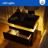 DobleCliCli LED End Table Set of 2, Modern Bedside Table with Storage, 20.5" Tall End Tables Bedroom Set of 2 with 2 Drawers, LED Furniture for Bedroom, Living Room, and Playroom, Black DobleCliCli