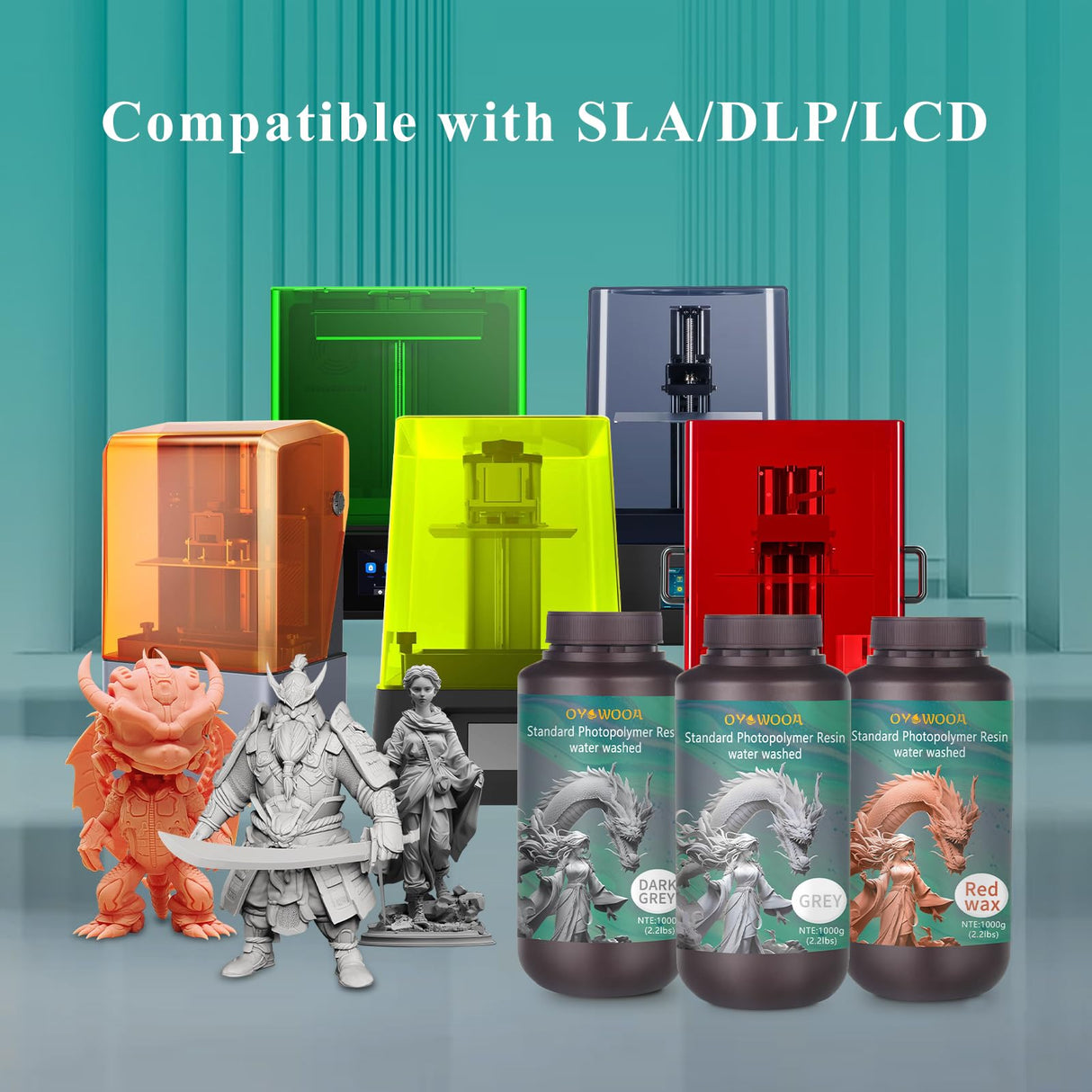 OYOWOOA 3D Printer Resin Water Washable High Precision 3D Printing Liquid 405nm Photopolymer Resin for LCD/DLP 3D Print (Red Wax, 1000g) OYOWOOA