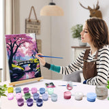 JOOZ Paint by Numbers Kit for Adults with Frame Cherry Blossom Adult Paint by Number Kits Framed Canvas Bridge Paint by Number with Easel DIY Oil Painting by Number for Gift Home Wall Decor 8x12 Inch JOOZ