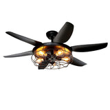 Ohniyou Ceiling Fans with Lights and Remote - 52 Inch Farmhouse Ceiling Fan with Caged Light Fixture - Black Industrial Outdoor Ceiling Fan Lights for Patio, Living Room, Kitchen & Bedroom Ohniyou