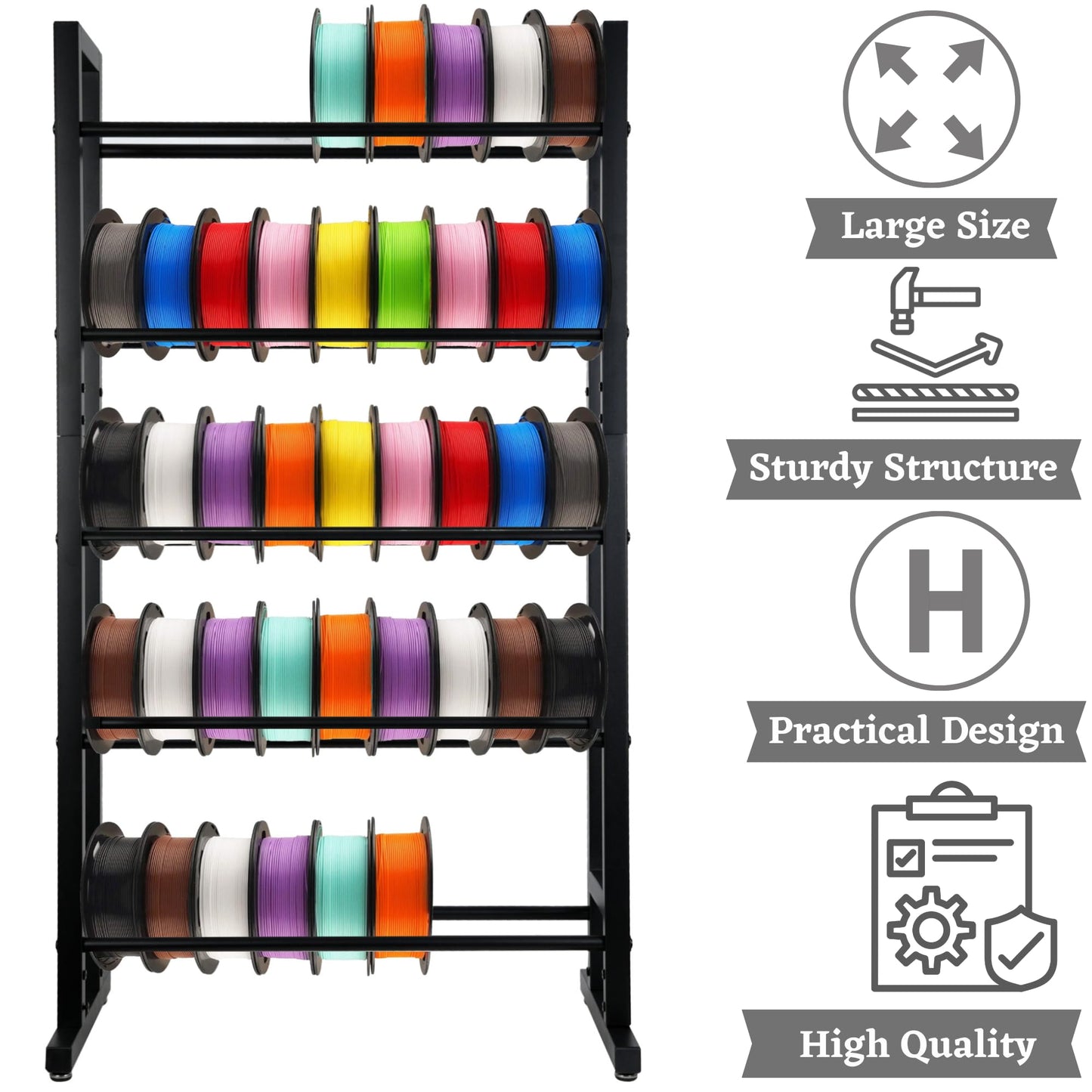 3D Printer Filament Storage Rack, Filament Rack, 3D Filament Storage, 3D Printer Shelf, Filament Spool Holder, Heavy Duty Metal Organizer for PLA/ABS and Others Rolls - WoodArtSupply