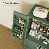 TEENFON 43" H Storage Cabinet with 4 Doors, Kitchen Cabinet with 6 Door Shelves, Kitchen Pantry Cabinets for Living Room, Dining Room, Bathroom, Forest Green TEENFON