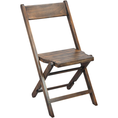 EMMA + OLIVER Slatted Wood Folding Wedding Chair - Event Chair - Antique Black, Set of 2 - WoodArtSupply