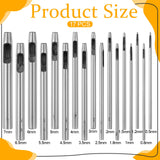 17 PCS Leather Hole Punch, 0.5-7mm Hollow Punch Set Metal Round Leather Punches, Belt Hole Puncher for Belts, Watch Band, Paper, Plastic Aeaocvo