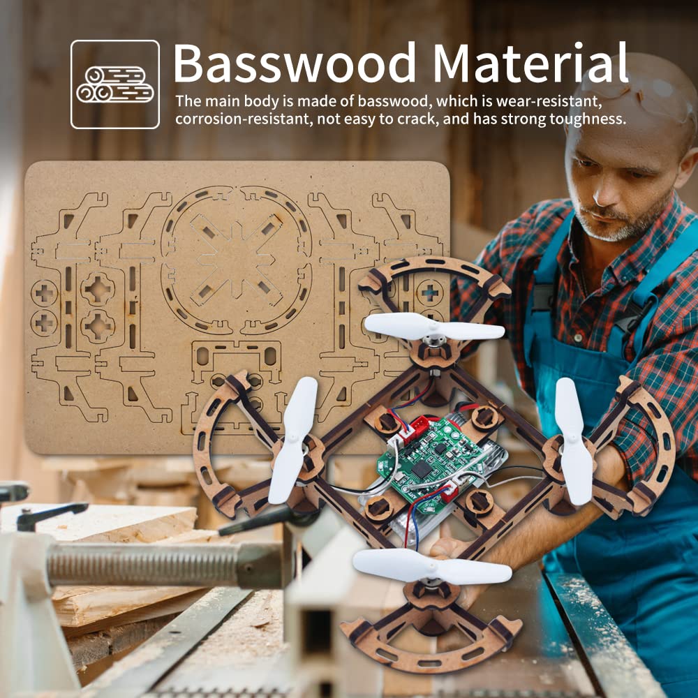 Diy Mini Wooden Drone RC Quadcopter Building Kits for Kids or Beginner,School Educational Science Kits Remote Control for Boys and Girls and Teens(Ages 5-7, 5-9, 8-12, 10+) gkfescc XYQ-1 gkfescc