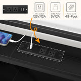 HOOBRO King Size Headboard, Headboard with Charging Station and LED Light Strip, 2-Tier Storage Headboard with Outlets and USB Ports, Industrial Style, Height Adjustable, for King Size Beds, Black HOOBRO