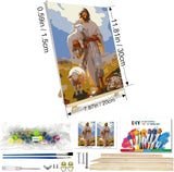 igoodom Paint by Numbers Kit for Adults with Frame and Easel, 20x30cm DIY Acrylic Painting on Canvas with Box, Jesus Paint by Number Set for Home Wall Decor igoodom