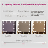 Vanity Table with Lighted Mirror, 3 Drawers Makeup Desk Dressing Table with Lots Storage Vanity Set with Wider Cushioned Stool for Bedroom (Black) Panana