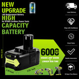 Jialitt 6.0Ah 18V P108 Battery Li-ion Replacement Compatible with Ryobi 18V Battery Ryobi ONE+ P108 P102 P103 P104 P105 P107 P109 P122 Cordless Power Tools Battery with LED Indicator Jialitt