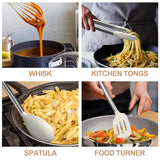 Kitchen Utensils Set-Umite Chef 34 Pcs Silicone Cooking Utensils Set for Nonstick Cookware-Silicone Spatulas Set, Stainless Steel Handle-White Kitchen Gadgets Tools, Pots and Pans Accessories Umite Chef