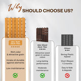 Idzo Set of 10 Premium Teak Deck Tiles, Distinctive Teak Wood Flooring with Innate Oil That Can Withstand Water & Weather Elements, 3 Seconds Snap-Lock Teak Shower Tiles with Stable Mesh Base, 6 Slats IDZO