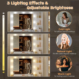 BROTTAR Large Vanity Desk with Mirror and Lights, Farmhouse Makeup Vanity with Wireless Charging Station, White Dressing Table with 2 Drawers & Storage Cabinet for Bedroom, Dressing Room BROTTAR