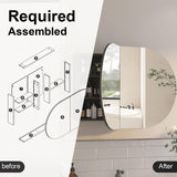 Mepplzian Oval Medicine Cabinet with Mirror for Bathroom,Bathroom Medicine Cabinet,Oval Mirror Cabinet Wall Mounted with 3 Storage,2 Doors,Black Mepplzian