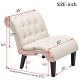 Yongqiang Accent Chair for Bedroom Living Room Chairs Tufted Upholstered Lounge Chair with Wood Legs Linen Fabric Yongqiang