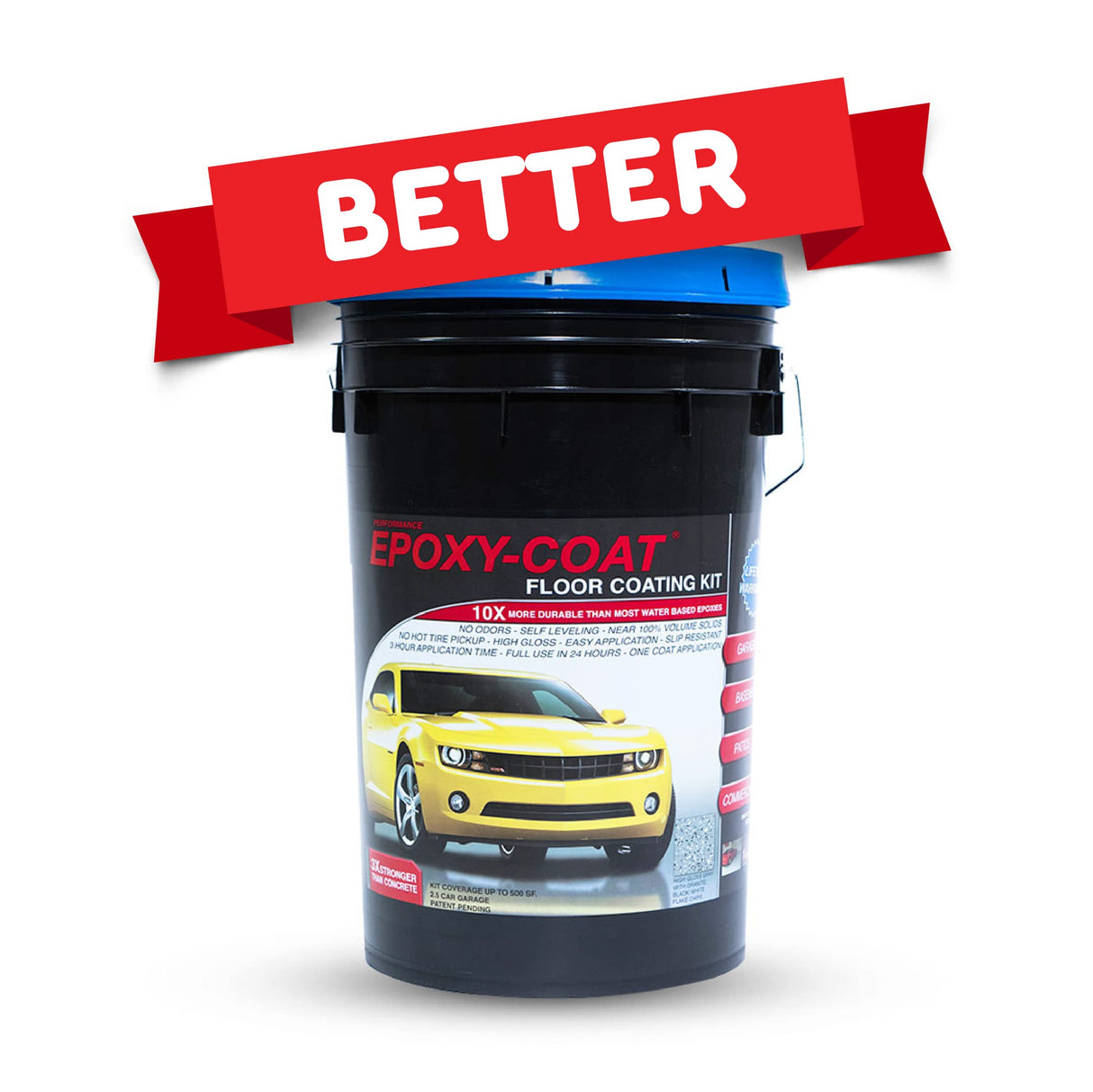 Epoxy Floor Kit with Clear Top Coat - Epoxy-Coat"Better" Full Kit Beige Base with Beige Blend Flakes- up to 500 sq.ft. at 19.4 mils - for Garage Floors, Basement Floors, Concrete, and More Epoxy-Coat