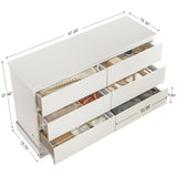 Alaxgumrol White Bedroom Dresser Modern 6 Drawers Dressers Wood Organizer Wide Dresser & Chest of Drawers Storage for Living Room, Entryway, Hallway Alaxgumrol