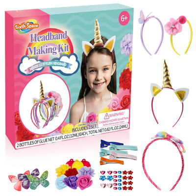 Headband Making Kit - Crafts for Girls Ages 6-8, Includes 12 Headbands, DIY Hair Accessories for Kids Parties