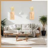 Vesici 2 Pack Wood Wall Planter Vase with Artificial Plants Indoor Plants Holder Pocket Farmhouse Wooden Vases Wall Flower Vase Hanging Plant Decor for Bedroom Kitchen Office Home (Brown,Reed) Vesici