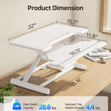 JYLH JOYSEEKER Standing Desk Converter 32 inch, Height Adjustable Sit Stand Desk Riser, Quick Sit to Stand Tabletop Dual Monitor Riser Workstation for Home Office with Keyboard Tray, White JYLH JOYSEEKER